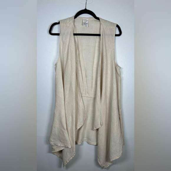 Vintage Match Point Cream Linen Drape Vest. Size Medium. - Picture 1 of 7